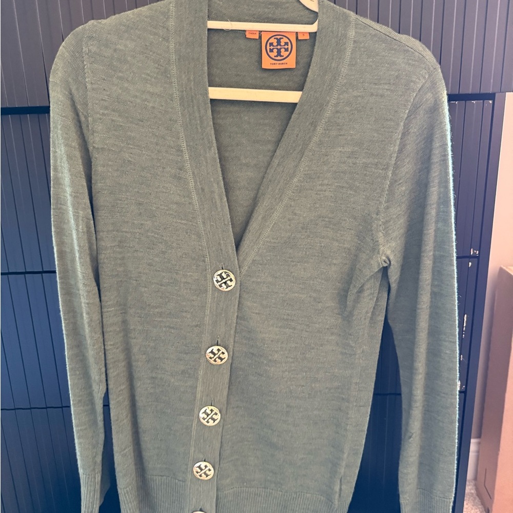 Tory Burch Olive Button-Up Cardigan